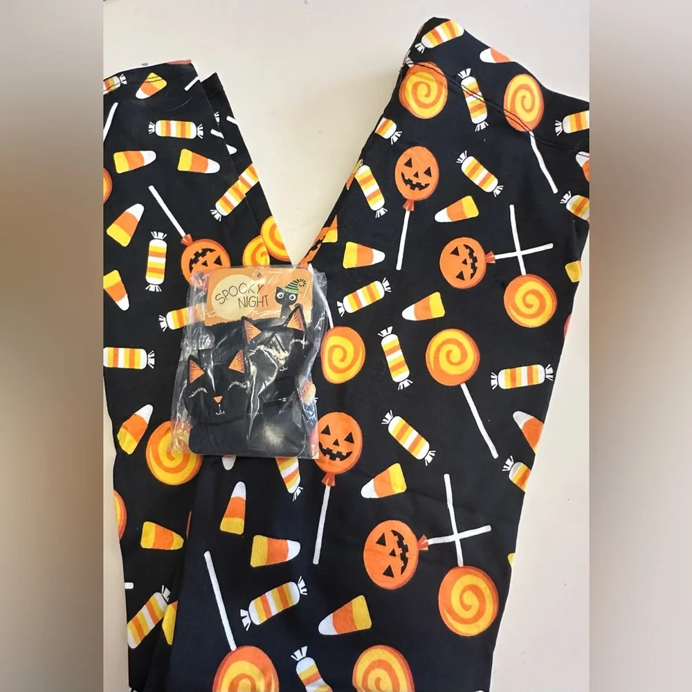 Spooky Night Sequined Top with Leggings and Hair Clips